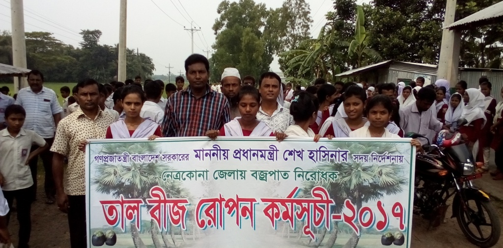 নেত্রকোনায় ২০ কিলোমিটার  রাস্তায় তালবীজ রোপণ