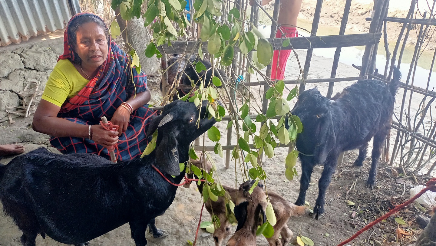 দুর্যোগ থেকে রক্ষা পাওয়ার জন্য নিজের ঘর পাকা করতে চান উষা রানীর
